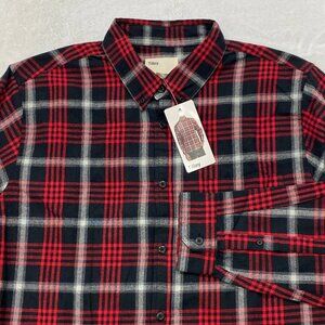 Tilley Flannel Shirt Mens XL Red Black Plaid Button Down Long Sleeve